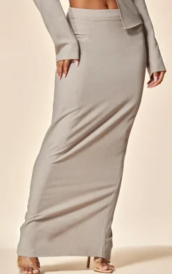 PLT Label Light Grey Low Rise Maxi Skirt