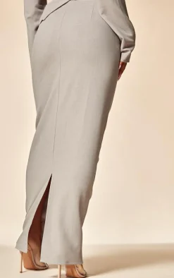 PLT Label Light Grey Low Rise Maxi Skirt