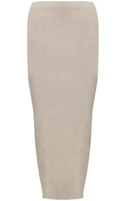 PLT Label Light Grey Low Rise Maxi Skirt