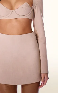 PLT Label Oatmeal Tailored A-line Mini Skirt