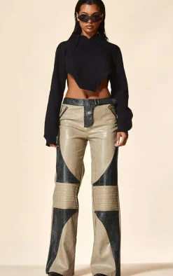 PLT Label Stone Biker Detail Faux Leather Pants
