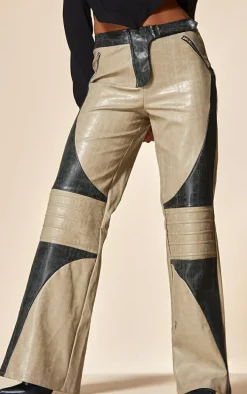 PLT Label Stone Biker Detail Faux Leather Pants