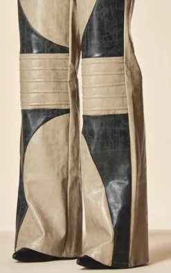 PLT Label Stone Biker Detail Faux Leather Pants