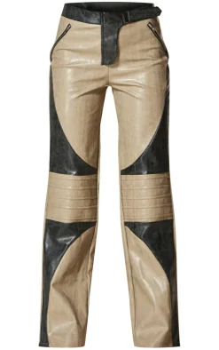 PLT Label Stone Biker Detail Faux Leather Pants