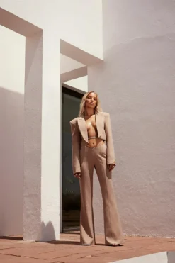 PLT Label Taupe Cropped Blazer