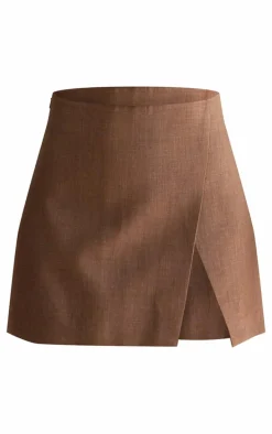 PLT Label Taupe Split Detail Tailored A-line Skirt