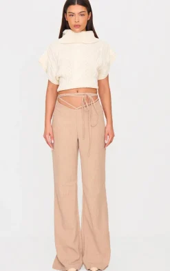 PLT Label Taupe Tie Waist Pants