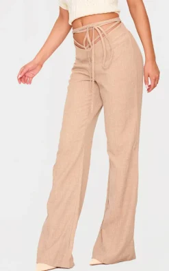 PLT Label Taupe Tie Waist Pants