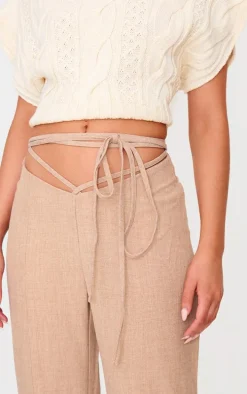 PLT Label Taupe Tie Waist Pants