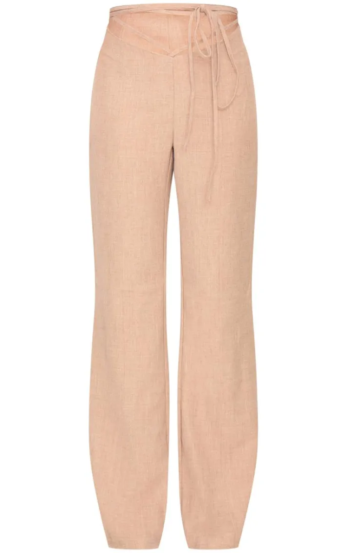 PLT Label Taupe Tie Waist Pants