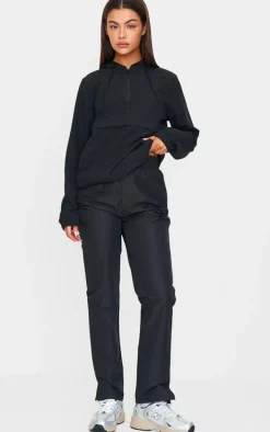 PLT RUN Black Ripstop Half Zip Cropped Running Jacket