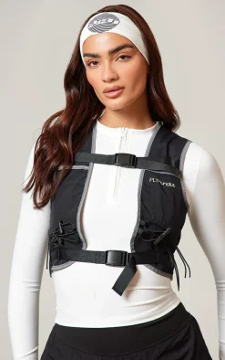 PLT RUN Black Running Contrast Binded Reflective Hydration Vest