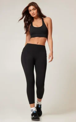 PLT RUN Black Sculpt Adjustable Longline Sports Bra