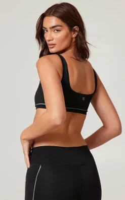 PLT RUN Black Sculpt Reflective Detail Sports Bra