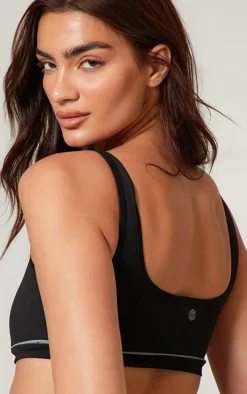 PLT RUN Black Sculpt Reflective Detail Sports Bra