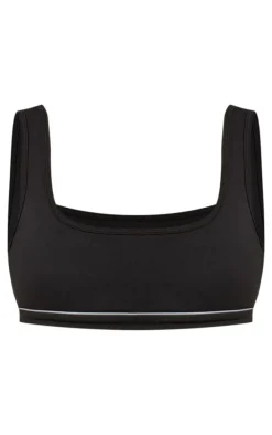PLT RUN Black Sculpt Reflective Detail Sports Bra