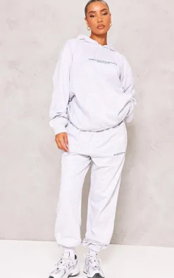 PLT SPORT Ash Grey Bold Embroidered Oversized Hoodie