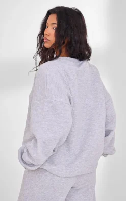PLT SPORT Ash Grey Embroidered Oversized Sweatshirt