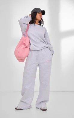 PLT SPORT Ash Grey Embroidered Oversized Sweatshirt