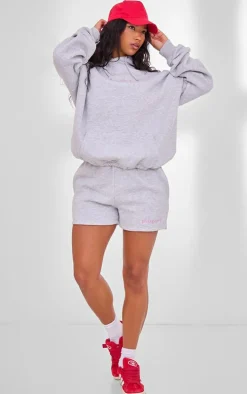 PLT SPORT Ash Grey Embroidered Sweat Shorts