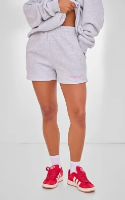PLT SPORT Ash Grey Embroidered Sweat Shorts
