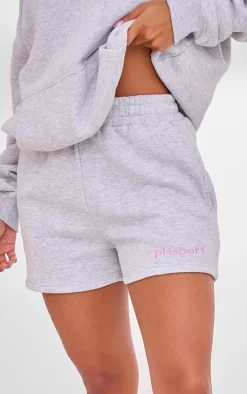 PLT SPORT Ash Grey Embroidered Sweat Shorts