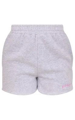 PLT SPORT Ash Grey Embroidered Sweat Shorts