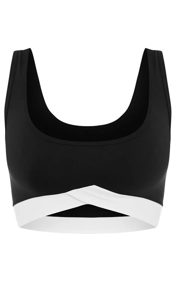 PLT SPORT Black Sculpt Contrast Detail Sport Bra