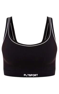 PLT SPORT Black Sculpt Contrast Binding Sports Bra