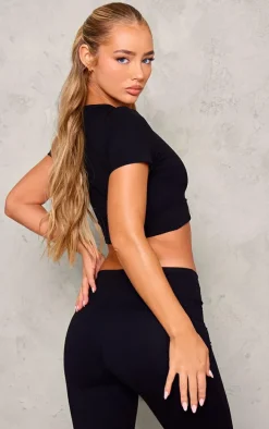 PLT Sport Black Sculpt Fold Over Gym Top