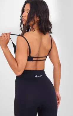PLT SPORT Black Seamless Twist Front Sports Bra