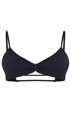 PLT SPORT Black Seamless Twist Front Sports Bra