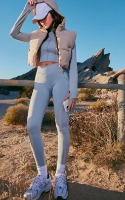 PLT SPORT Blue Seamless Contrast Jacquard Cropped Sports Jacket