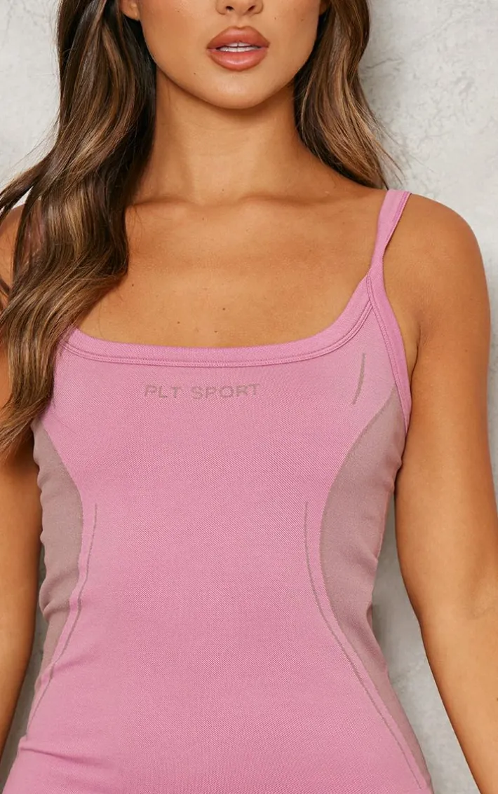 PLT SPORT Dark Mauve Jacquard Seamless Unitard