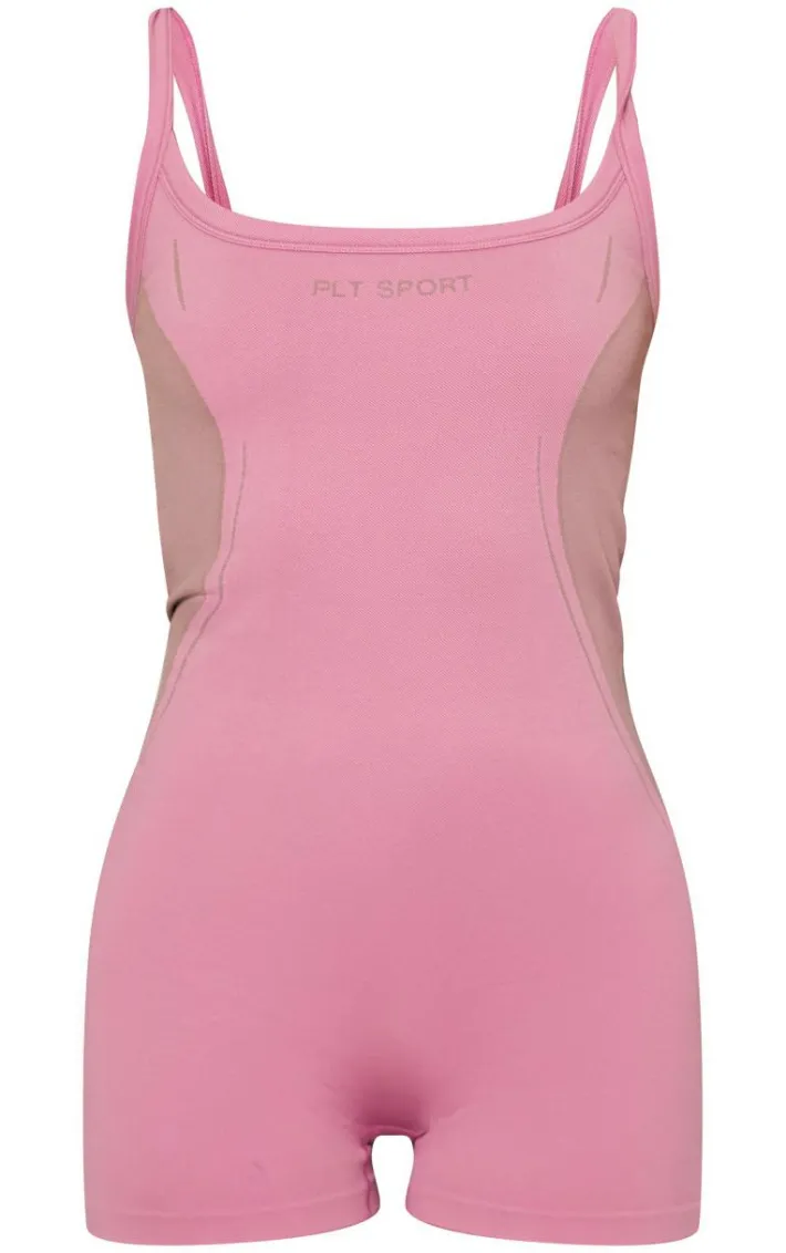 PLT SPORT Dark Mauve Jacquard Seamless Unitard