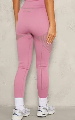PLT SPORT Dark Mauve Jacquard Seamless Gym Leggings