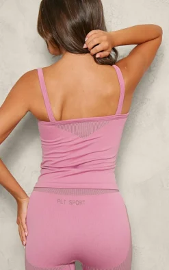 PLT SPORT Dark Mauve Jacquard Seamless Gym Leggings