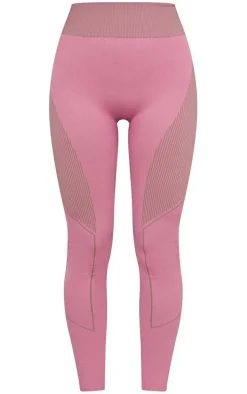 PLT SPORT Dark Mauve Jacquard Seamless Gym Leggings