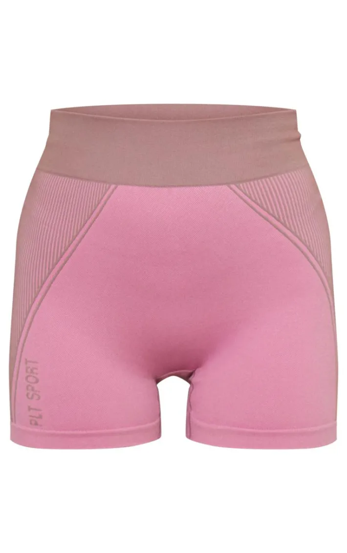 PLT SPORT Dark Mauve Jacquard Seamless Booty Shorts