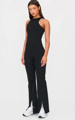 PLT Sport Deep Black Sculpt Seam Detail Gym Vest