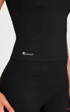 PLT Sport Deep Black Sculpt Seam Detail Gym Vest
