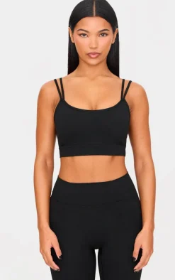 PLT Sport Deep Black Sculpt Double Strap Padded Sports Bra