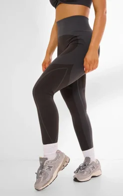 PLT SPORT Deep Charcoal Seamless Ruched Bum High Waist Leggings