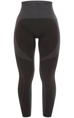 PLT SPORT Deep Charcoal Seamless Ruched Bum High Waist Leggings