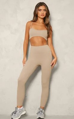 PLT SPORT Deep Stone Sculpt Curved Hem Sports Bra