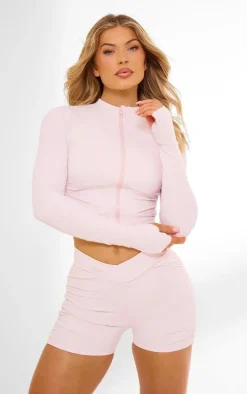 PLT SPORT Dusty Lilac Sculpt Side Ruched Sports Jacket