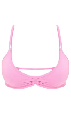 PLT SPORT Hot Pink Seamless Twist Front Sports Bra