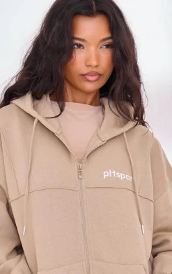 PLT SPORT Light Mocha Marl Zip Up Hoodie