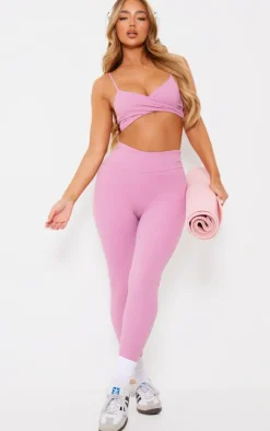 PLT SPORT Mauve Sculpt Wrap Over Sports Bra