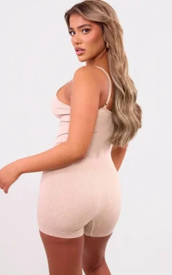 PLT SPORT Mocha Acid Wash Seamless Gym Unitard